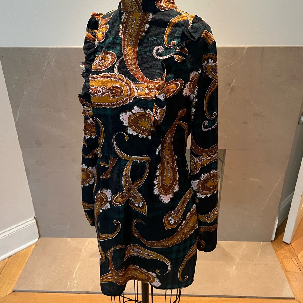 AX Paris Black and Brown Paisley Mini Dress